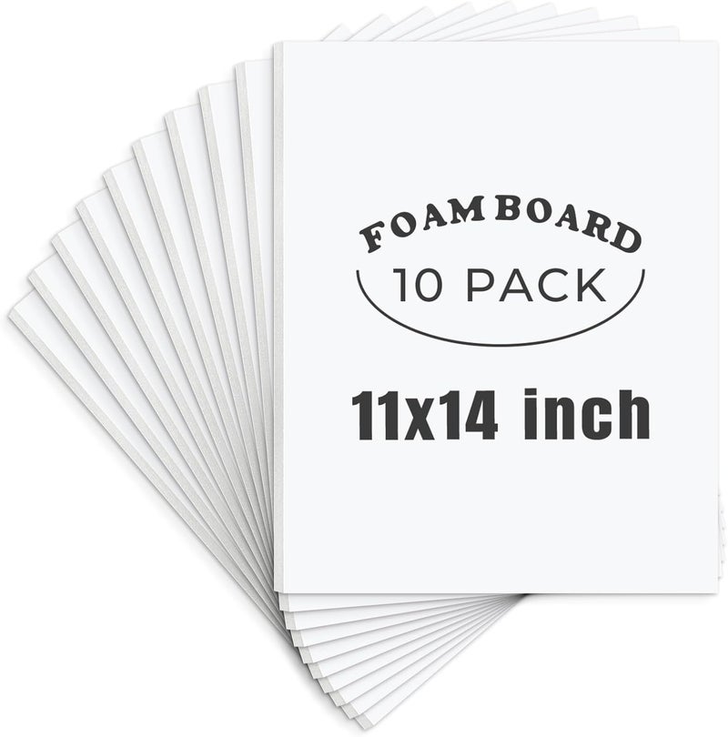 AUEAR , 10 Pack 11x14 White Foam Boards, Foam Core Poster Board for Display, Mounting, Print, Presentation and Projects, 1/8'' Thick - Image 1